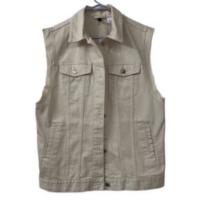 H&M Sleeveless Cream Denim Vest(Size Small)